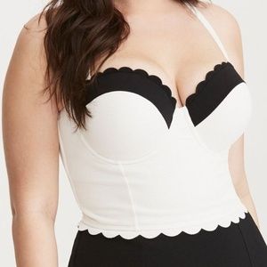 Black & Ivory Push-Up Scalloped Midkini